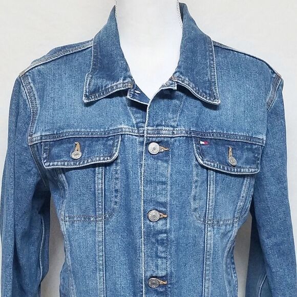 Vtg Y2K Tommy Hilfiger Goose Denim Jacket XL - Picture 4 of 16